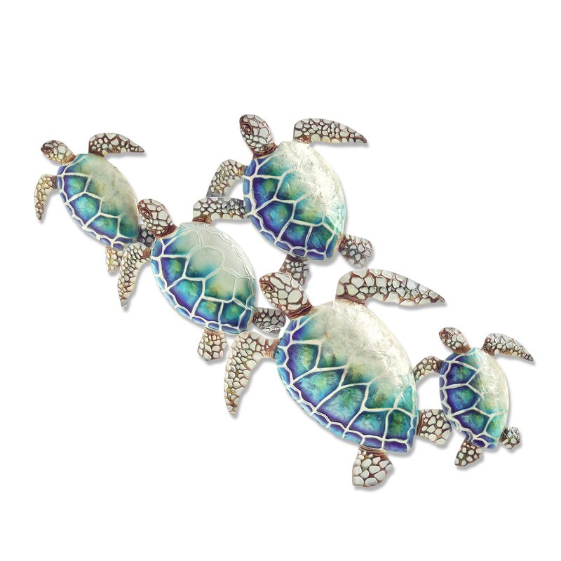 Sea Turtle Group of Five Wall Décor - Contemporary metal wall decoraitons