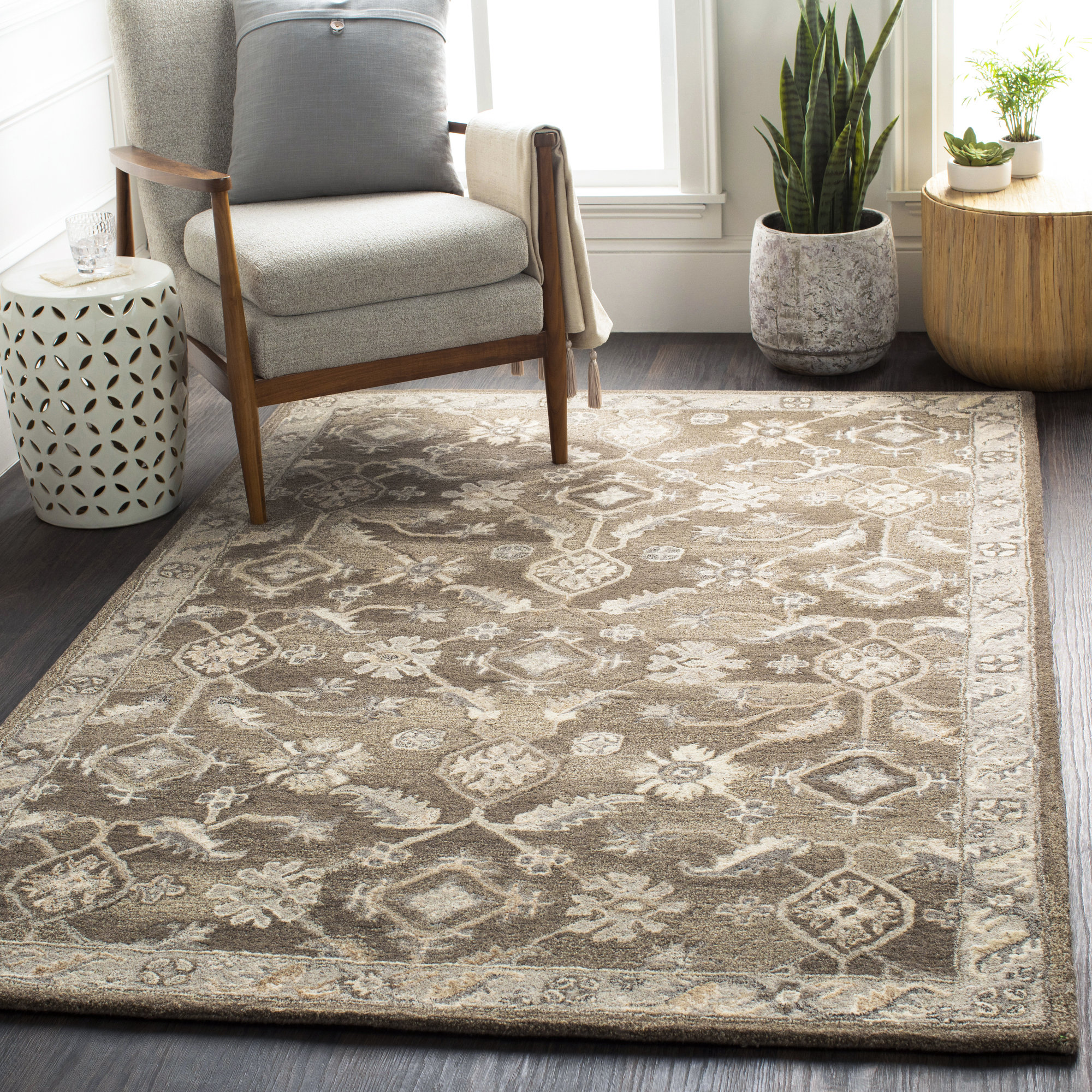 Charlton Home Soho Handmade Tufted Wool Dark Brown Charcoal Rug Wayfair