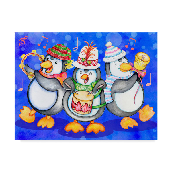 Trademark Art Penguin Percussion Acrylic Painting Print On Wrapped Canvas Wayfair