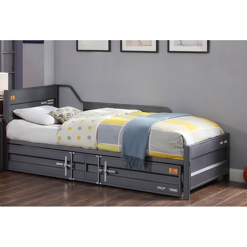 twin bed frame with storage headboard