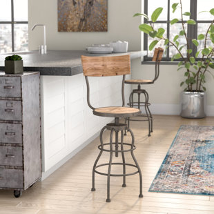 Micha Adjustable Height Swivel Bar Stool by