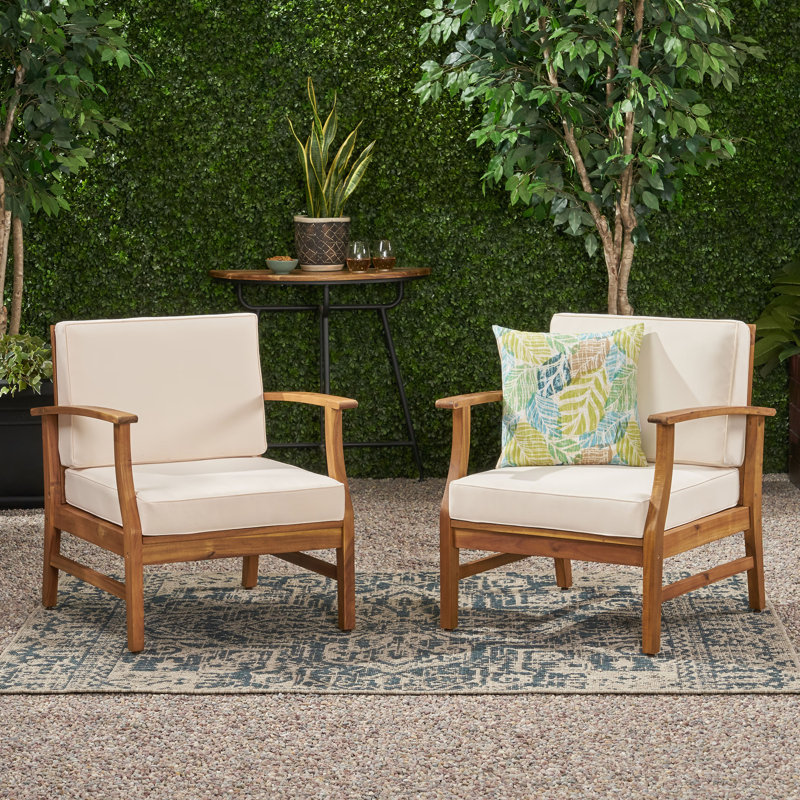 Joss Main Antonia Outdoor Wood Patio Chair With Cushions Reviews Wayfair