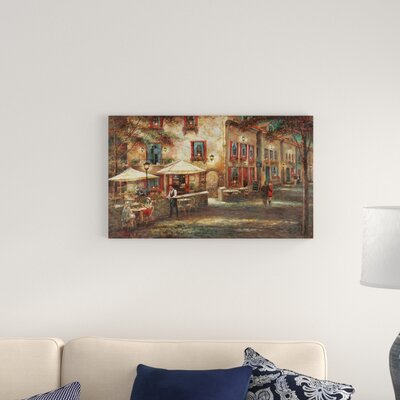 'Courtyard Cafe' Painting Print on Wrapped Canvas Alcott Hill Size: 36