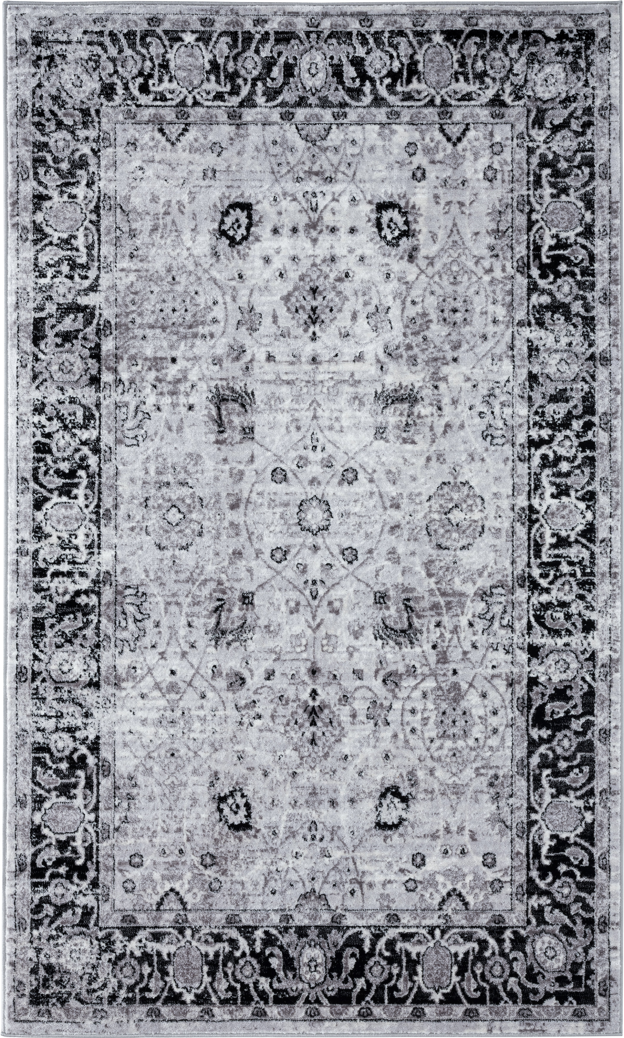 World Menagerie Bessoir Power Loom Black Ivory Rug
