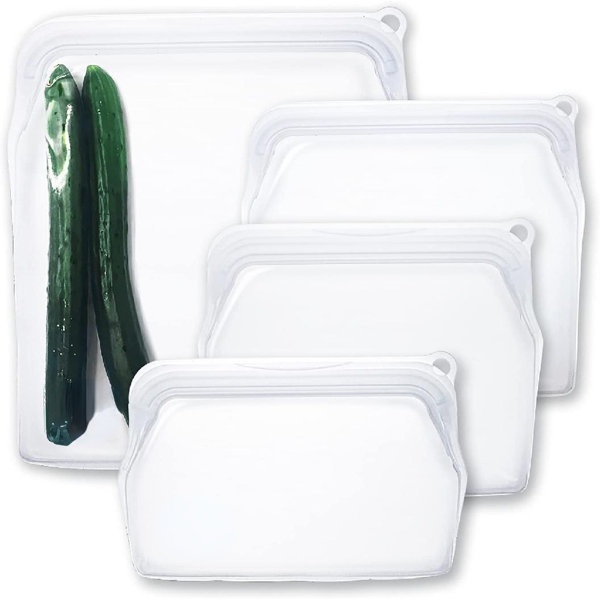 Reusable Sandwich Bags Ziplock Triple Extra Thick Bags FDA Grade 10 Pack Leakproof Airtight Freezer 2 Gallon Vegetable Fresh Bags 4 Children Snacks Storage Bags 4 Sandwich Trave Bags 