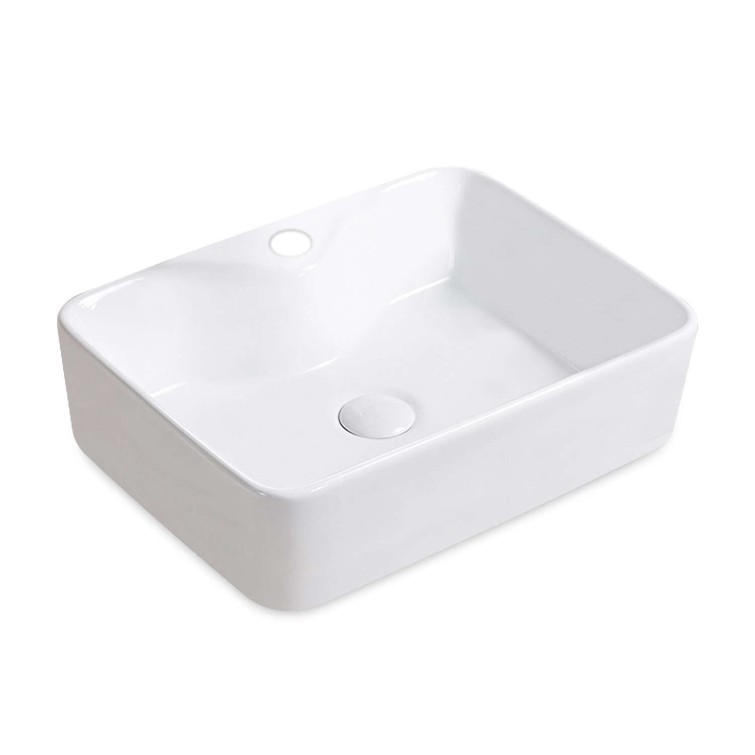 Amuer International White Ceramic Rectangular Vessel Bathroom Sink With Overflow Wayfair