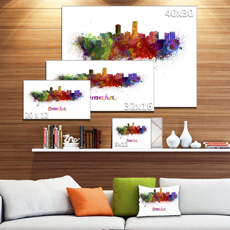 Designart Omaha Skyline Cityscape Painting Print On Wrapped Canvas