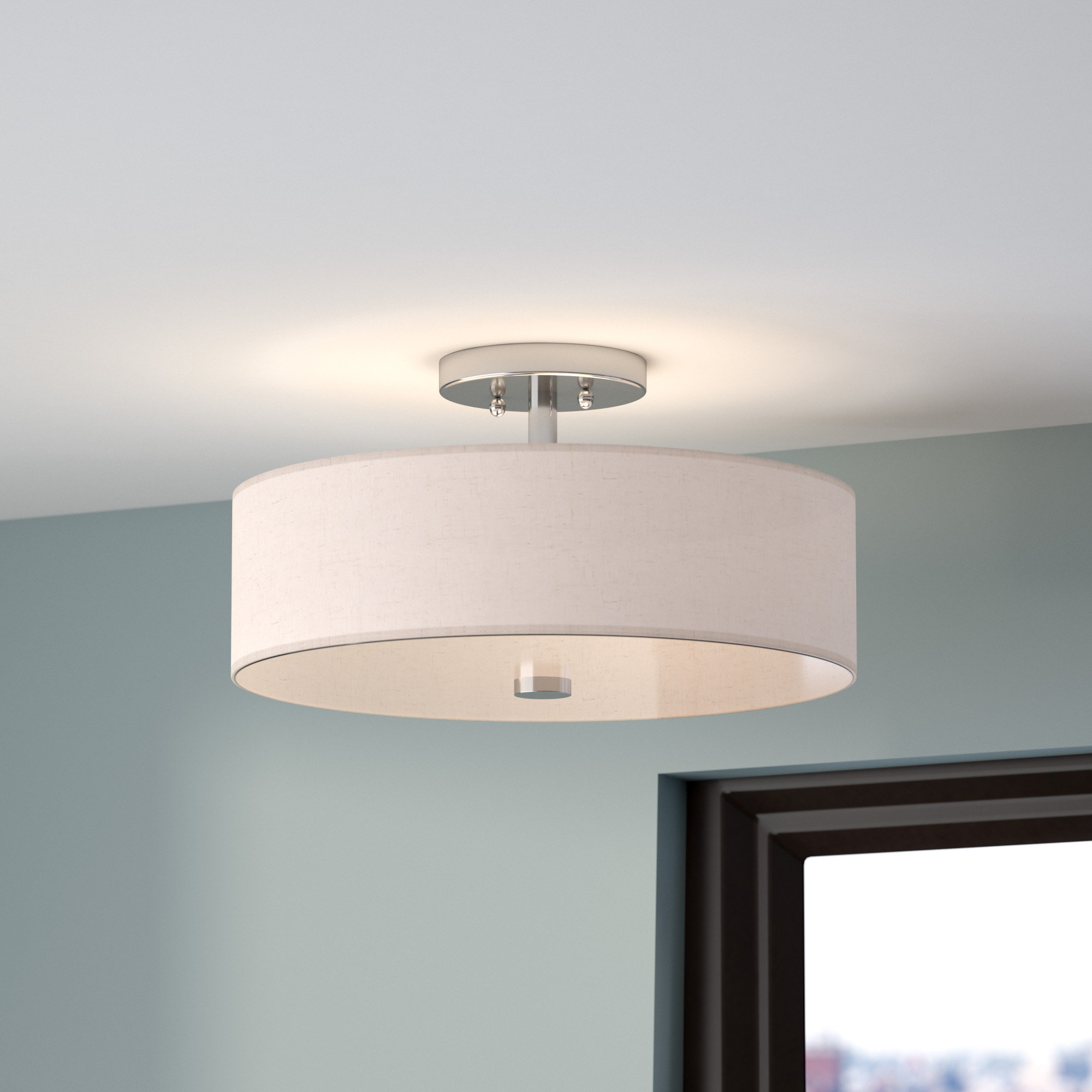 Ivy Bronx Alina 3 Light 15 Shaded Drum Semi Flush Mount Shaded Drum Semi Flush Mount