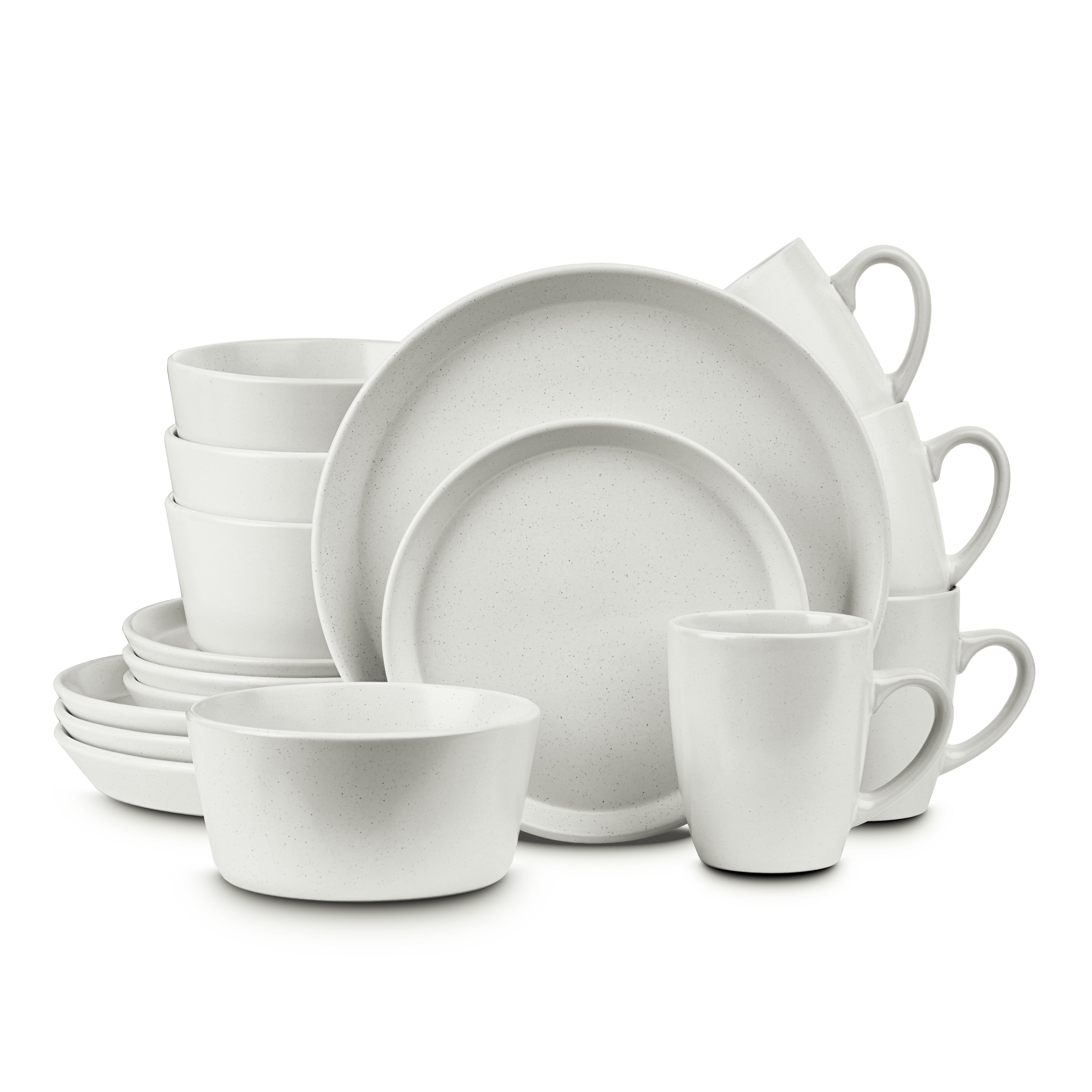 Plain 16PC Dinner Set Bowl Plate Mug Soup Side Porcelain Cup Gift Kitchen Service New 