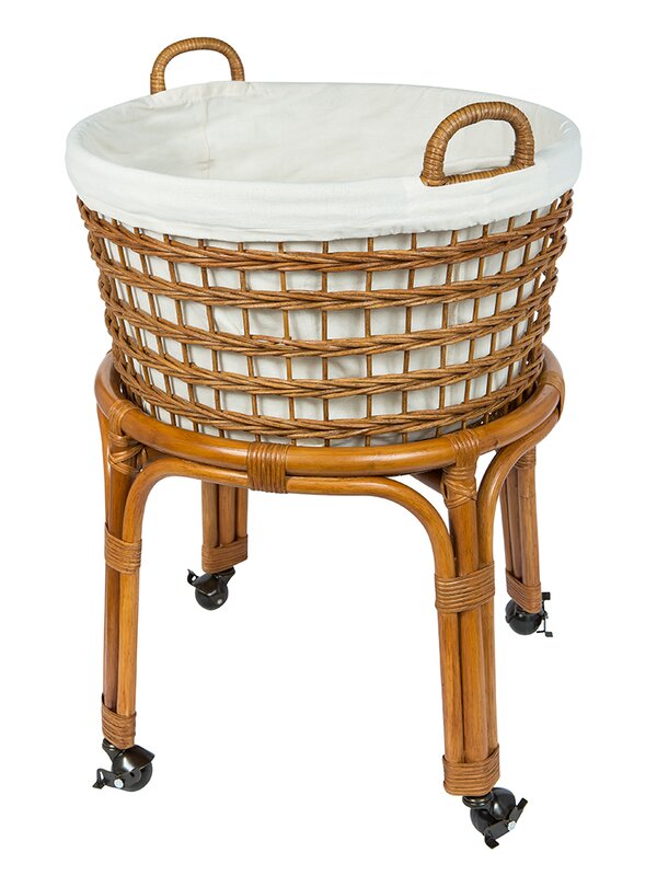 Rolling Wicker Laundry Basket