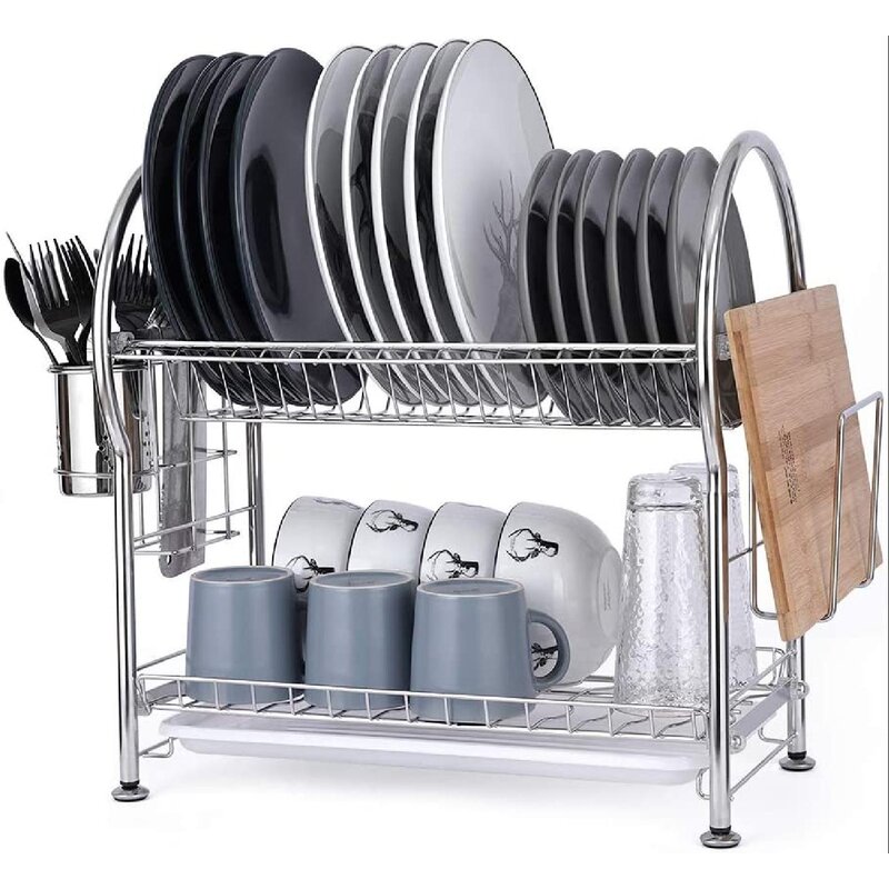 SpicyMedia Dish Drying Rack Stainless Steel 2 Tier Dish