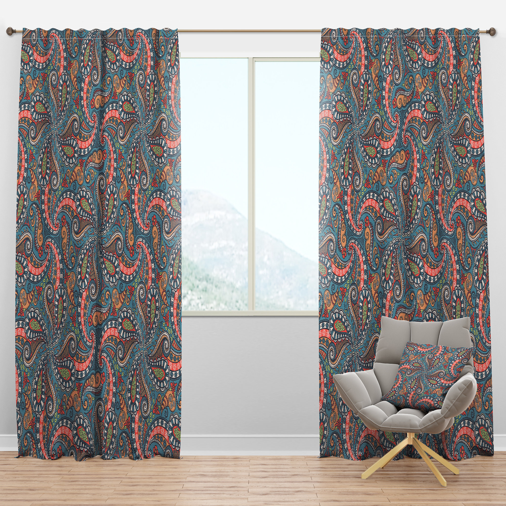 East Urban Home Elegant Lace Paisley Semi Sheer Thermal Rod Pocket