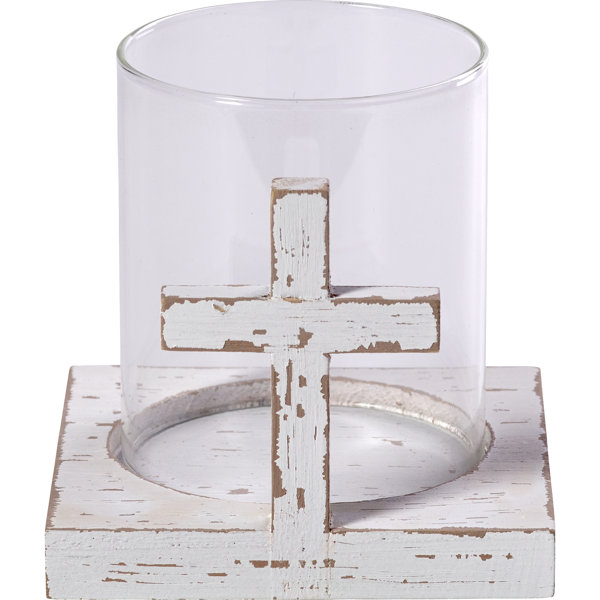 wood glass candle holder