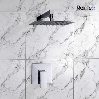 Rainlex Square Pressure Balanced Complete Shower System With Rough-in Valve
