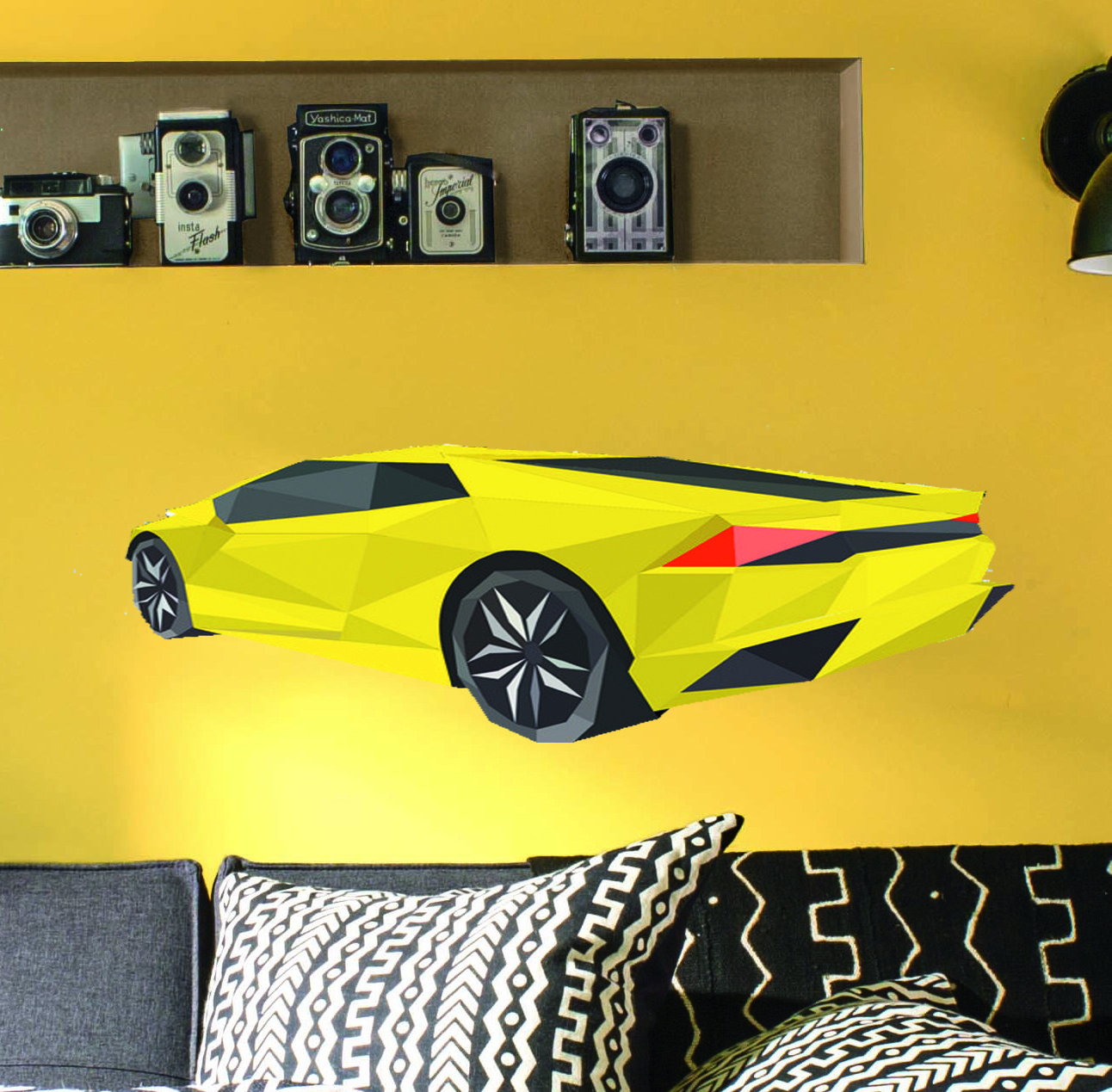 Latitude Run® Polygonal Car Wall Decal Wayfair