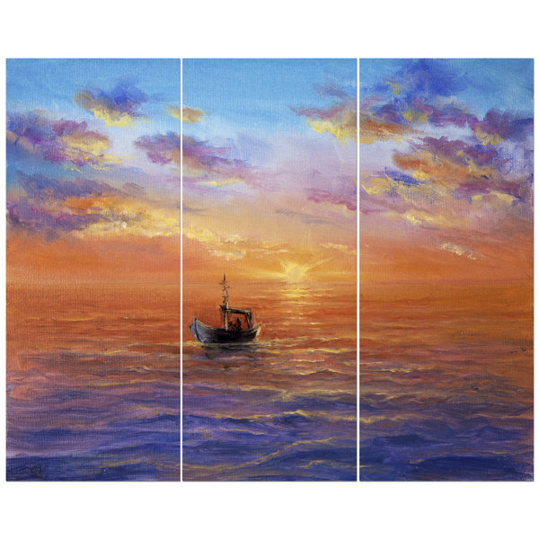 East Urban Home Fishing Boat In Golden Sunset Oil Painting Print