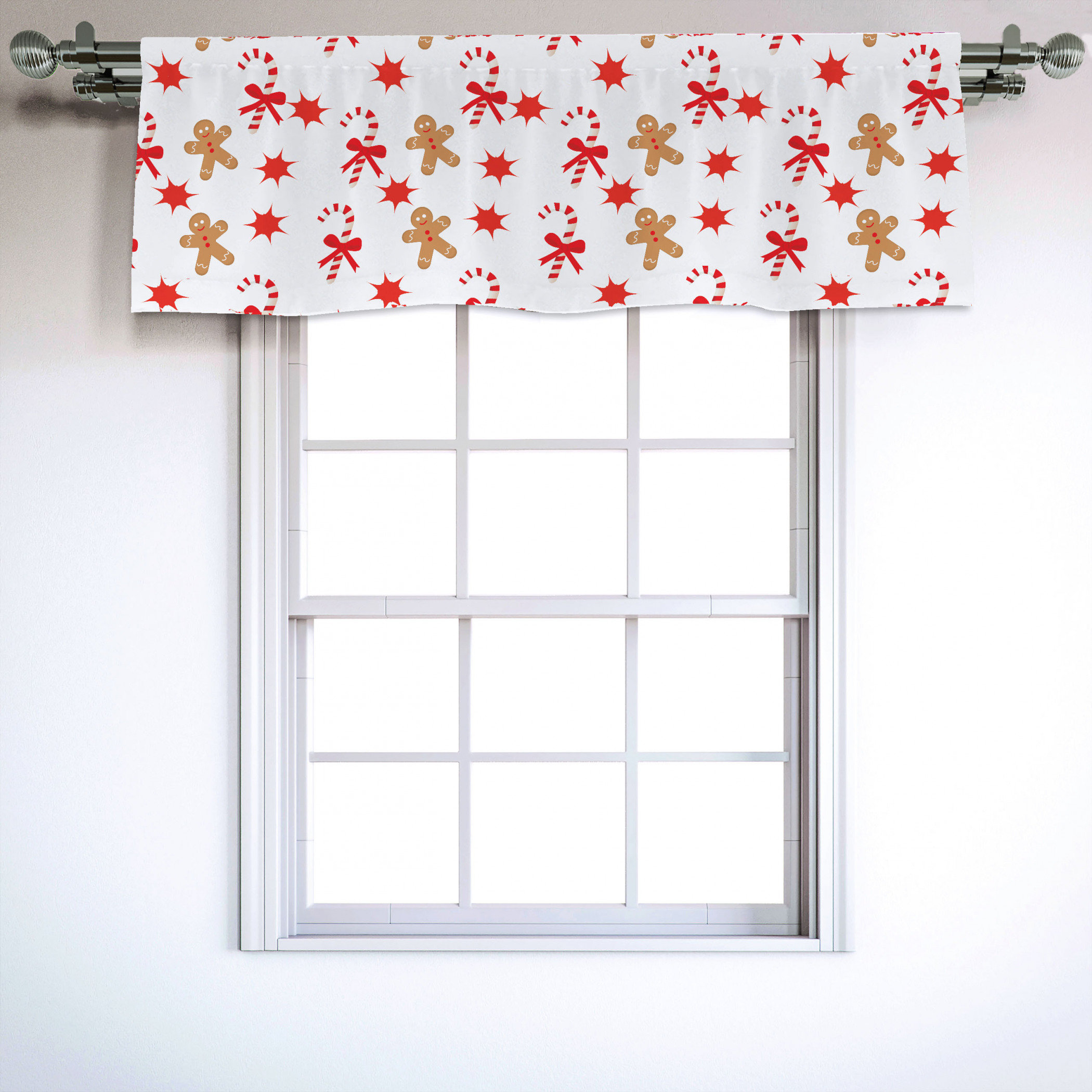 East Urban Home Gingerbread Man 54 Window Valance Wayfair Gingerbread Man 54 Window Valance