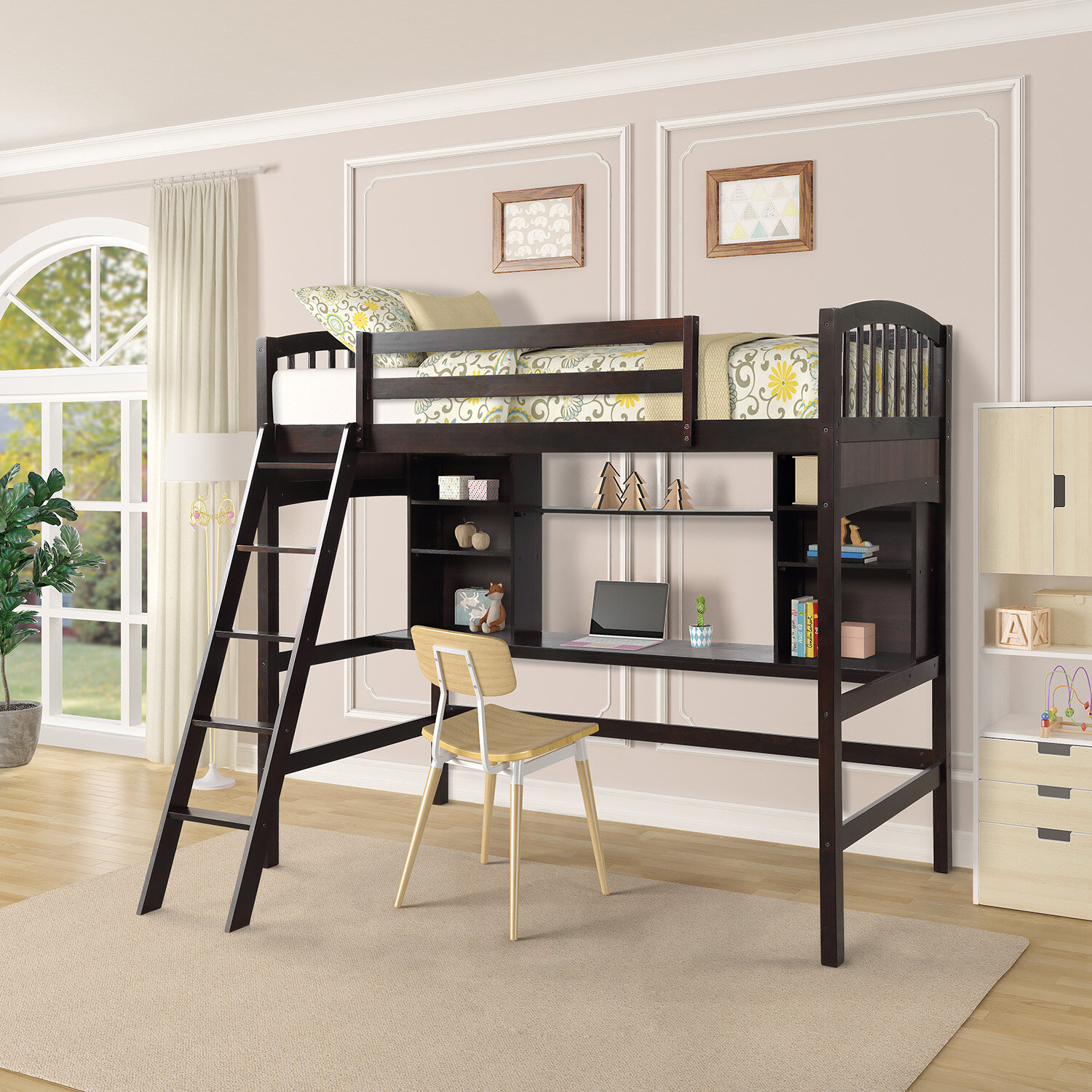 space saver bunk bed with desk