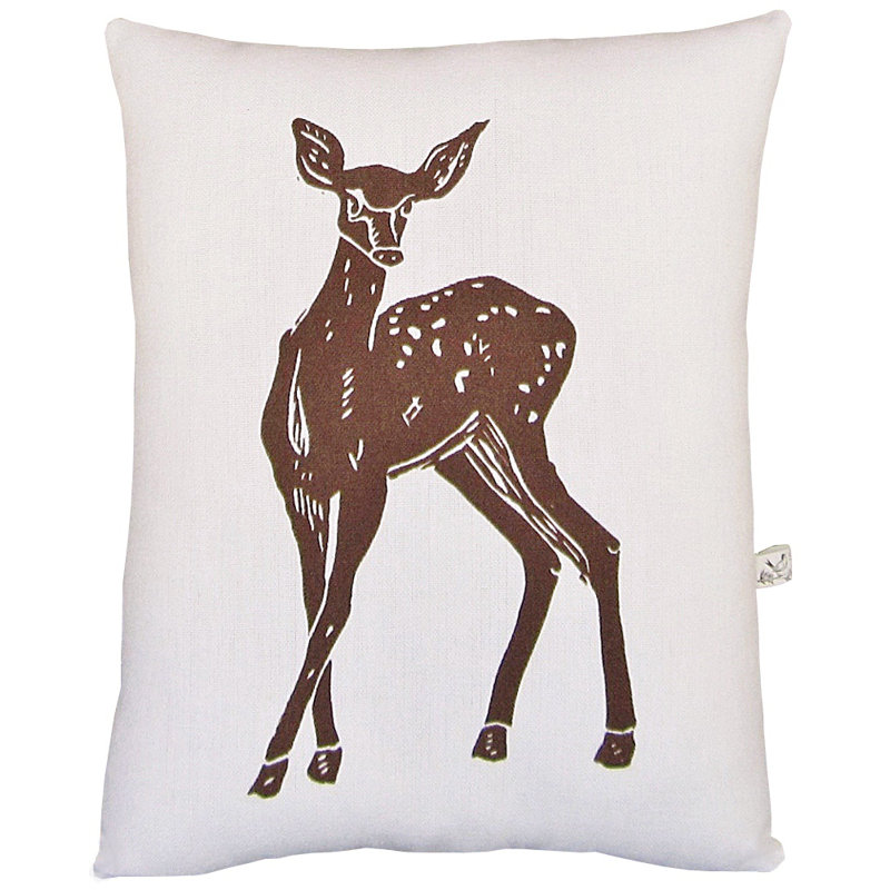 Deer Block Print Squillow Accent Cotton Throw Pillow