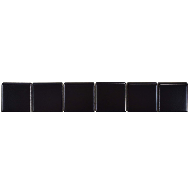 Elitetile Retro 11 88 X 1 Porcelain Bullnose Tile Trim In Black Retro 11 88 X 1 Porcelain Bullnose Tile Trim In Black