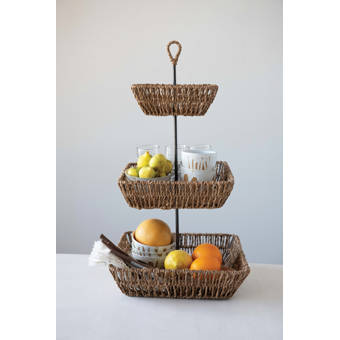 Deangelo Decorative Handwoven Seagrass 3 Tier Coffee Table Tray