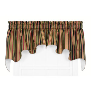 Xenia Medium Scale Stripe Print Lined Duchess Curtain Valance