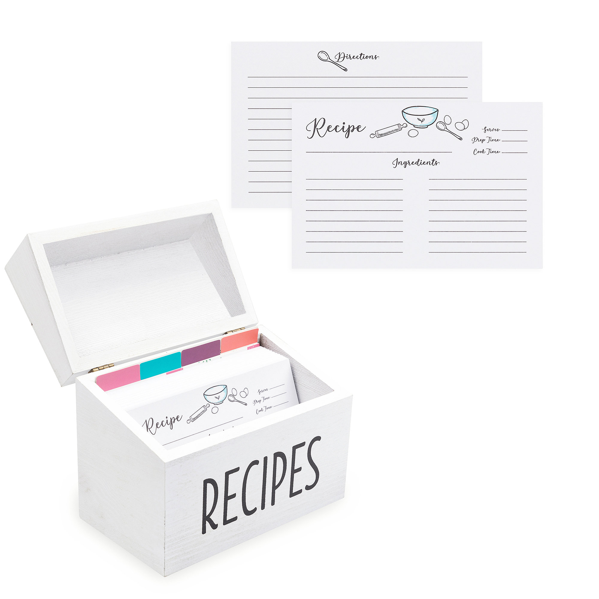 Modern Farmhouse Style Set of 100 Premium Recipe Cards Made in USA 4x6 Double Sided 