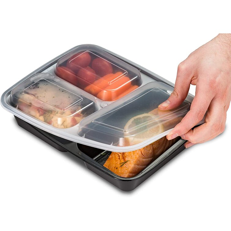 20 Meal Prep Containers 2 Compartment Food Storage Plastic Reusable Microwavable