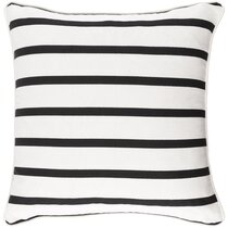 Pillow Decorative Throw Striped Black Gray White 