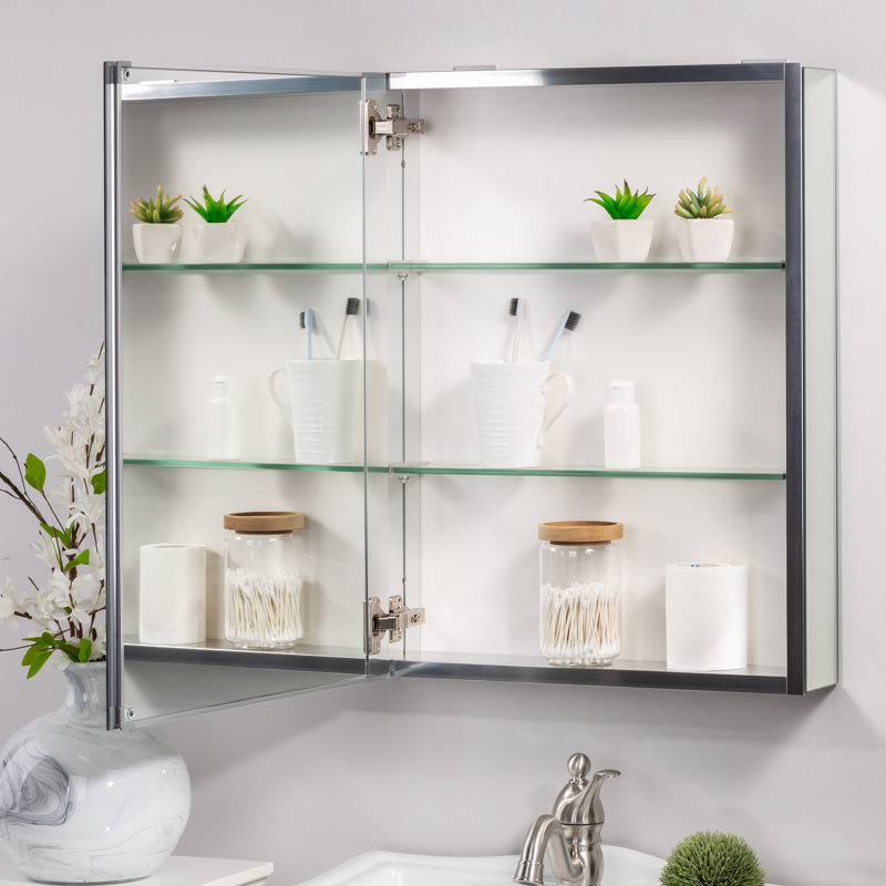 Orren Ellis Perlowitz Surface Mount Recessed Framed 1 Medicine Cabinet With 2 Adjustable Shelves Wayfair