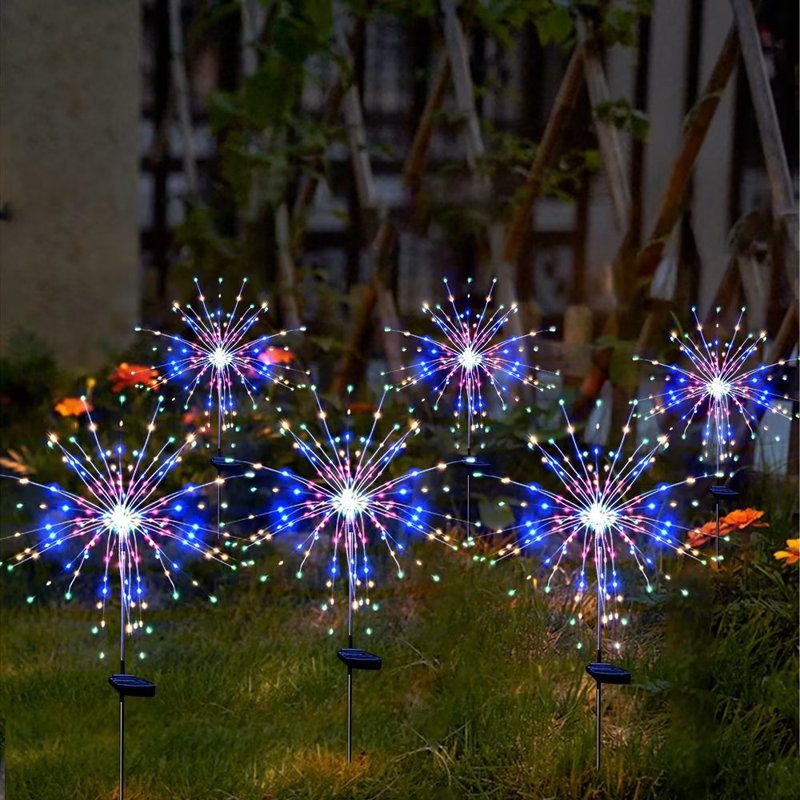 Solar Powered Integrated LED Firework Light  Outdoor Decorations Garden Waterproof Lights Finish: Multicolor