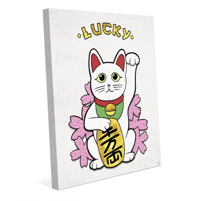 Maneki Neko Graphic Art on Wrapped Canvas Click Wall Art Size: 40