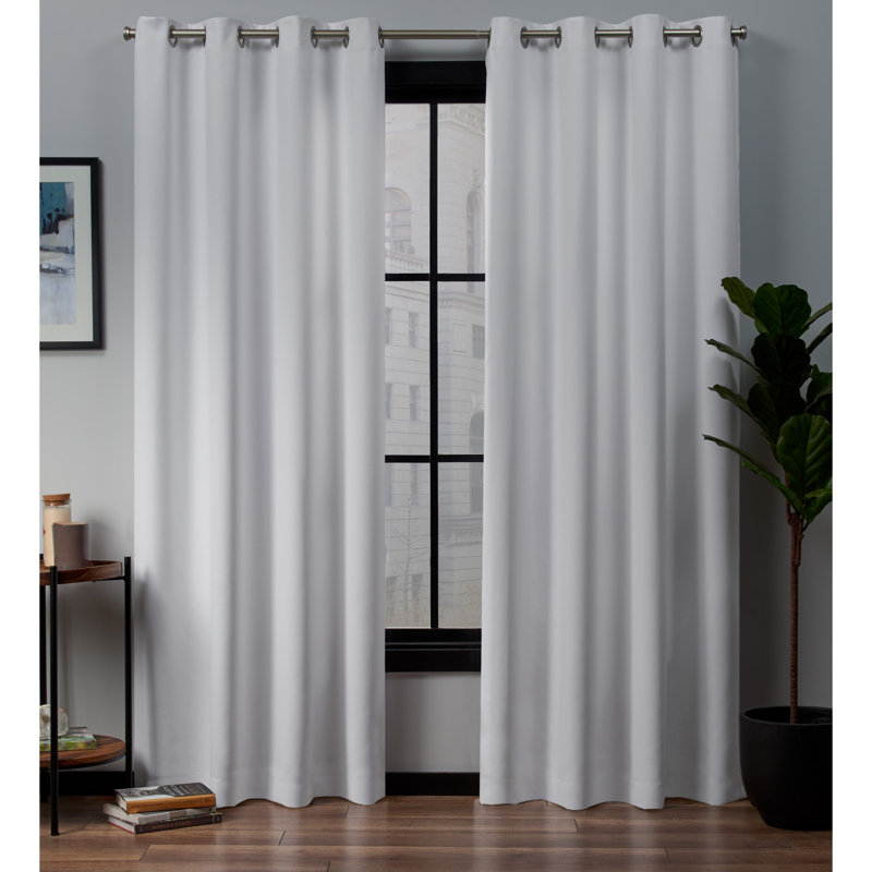 Kennith Sateen Room Darkening Curtain Pair Curtain Color: White, Size per Panel: 52" W x 84" L