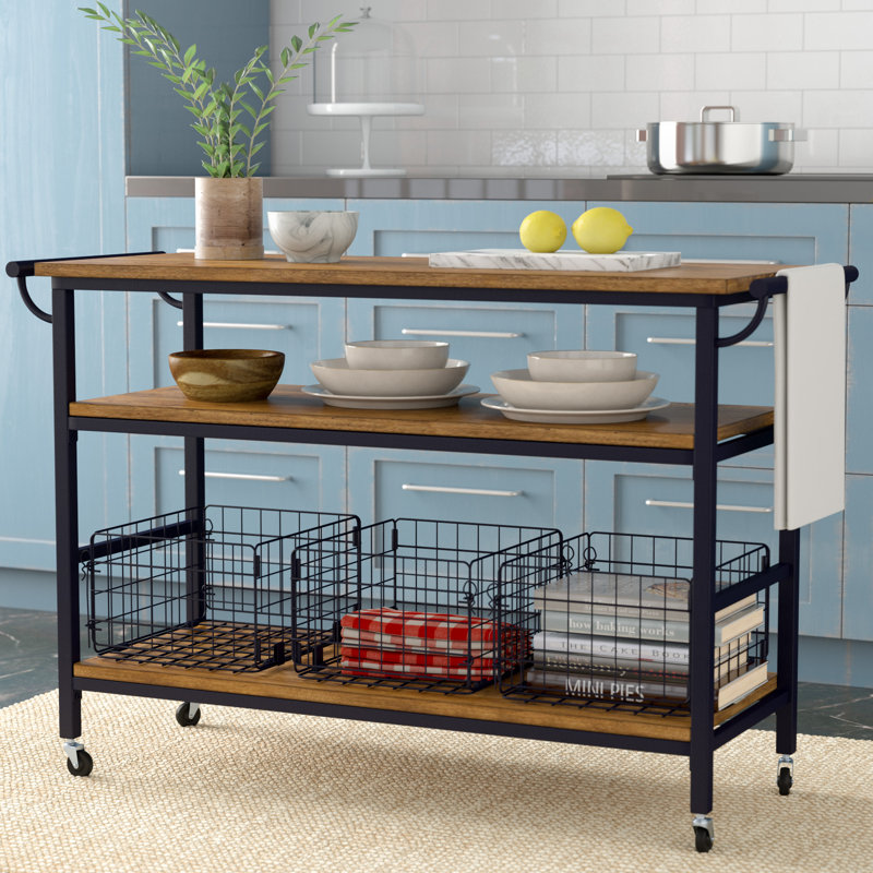 Fresnay Kitchen Island with Wooden Top