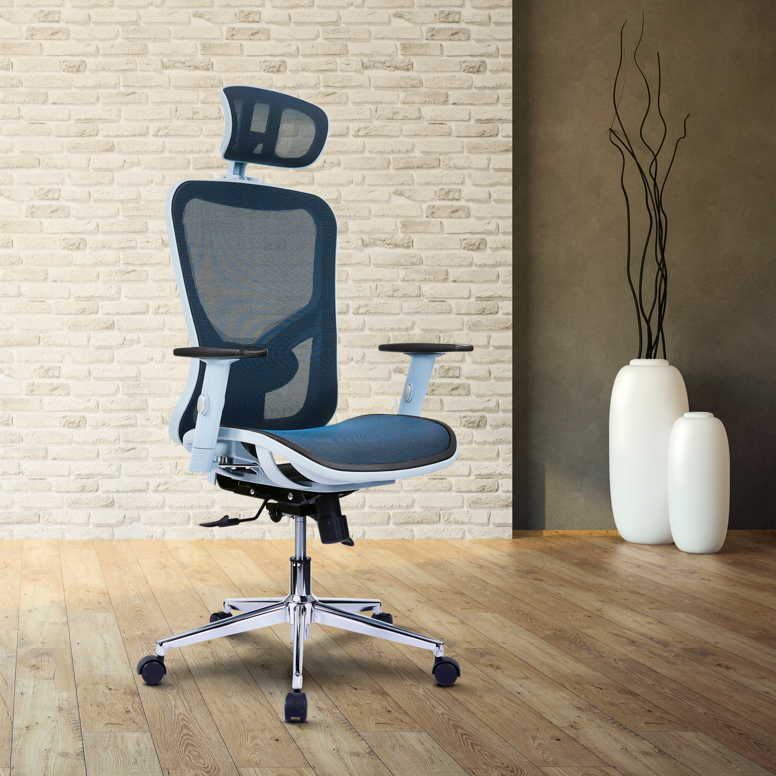 Color Blue Office Chair Ergonomic High Back Executive Adjustable