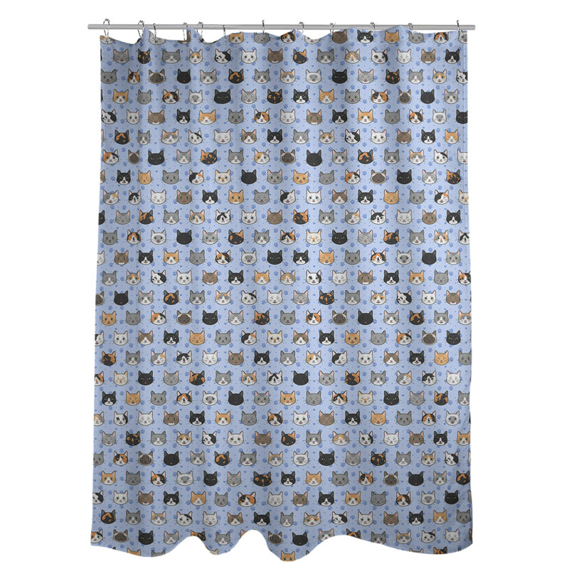 East Urban Home Katelyn Elizabeth Kitty Cat Single Shower Curtain