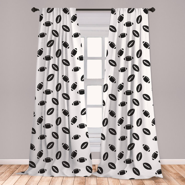 East Urban Home Ambesonne American Football Curtains Monochrome Pattern With Black Rugby Balls American Culture Sports Play Window Treatments 2 Panel Set For Living Room Bedroom Decor 56 X 84 Black White Wayfair