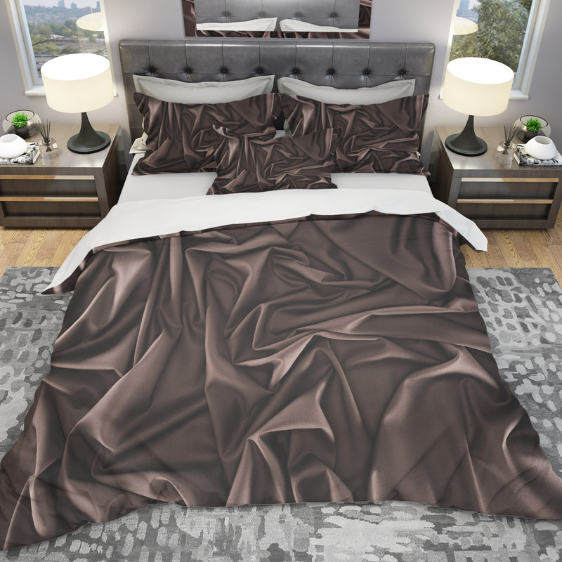 East Urban Home Designart Folded Dark Silk Waves Duvet Cover Set