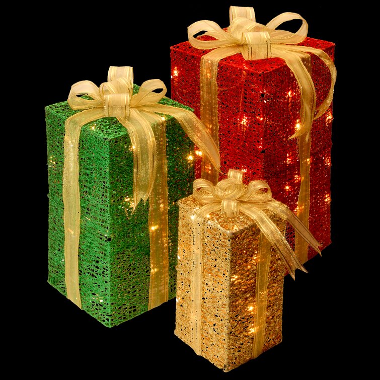 3 Piece Sisal Gift Box Lighted Display & Reviews | Birch Lane