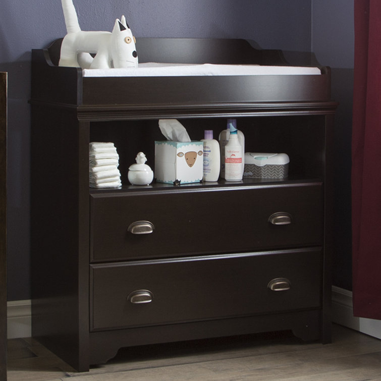 espresso changing table with drawers