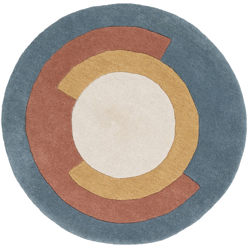 Costner Geometric Hand Tufted Wool Blue Green Area Rug Allmodern