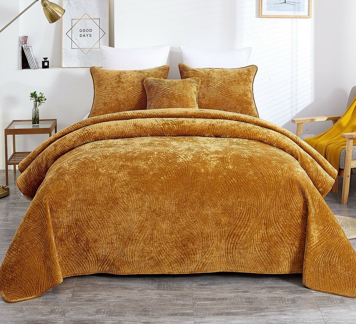 mustard velvet duvet