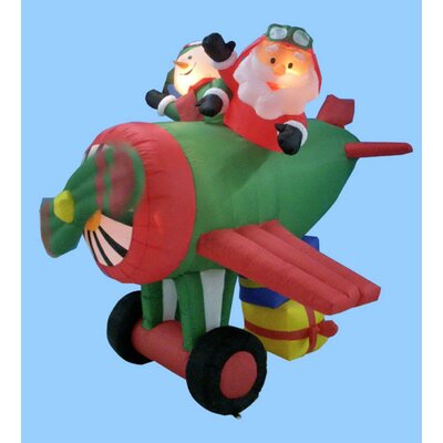 Airblown Animated Santa Claus Airplane Lighted Christmas