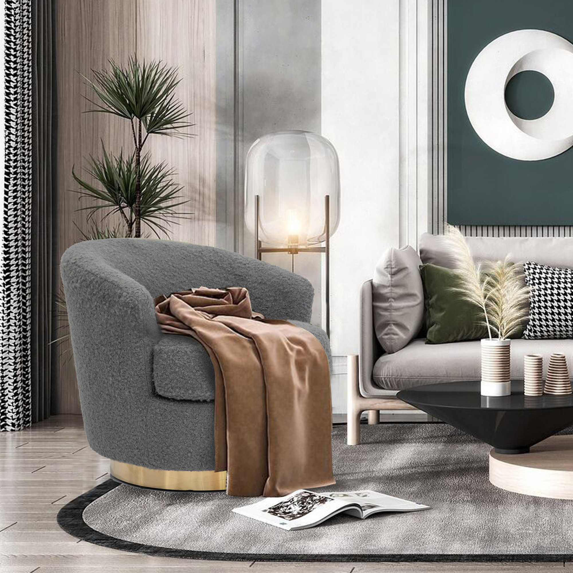 Orren Ellis Laranya Upholstered Swivel Barrel Chair & Reviews | Wayfair