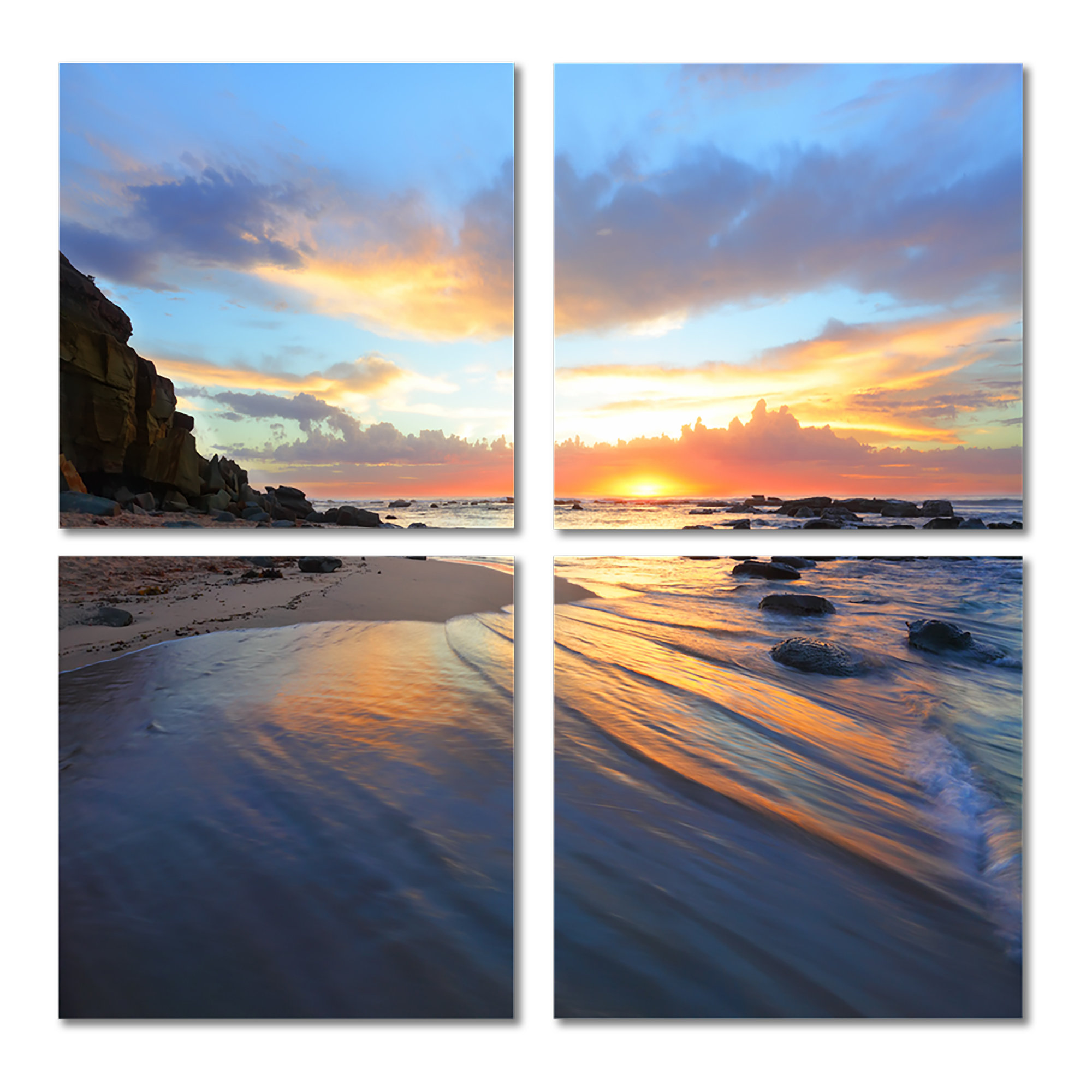 Rosecliff Heights Exotic Seashore Sunrise Australia - 4 Piece Wrapped ...