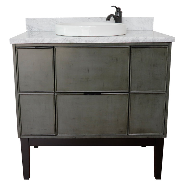 Bloomsbury Market 37 Single Vanity In Linen Grey Finish Top With