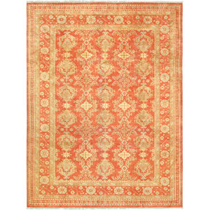Oushak Hand-Knotted Wool Coral Area Rug