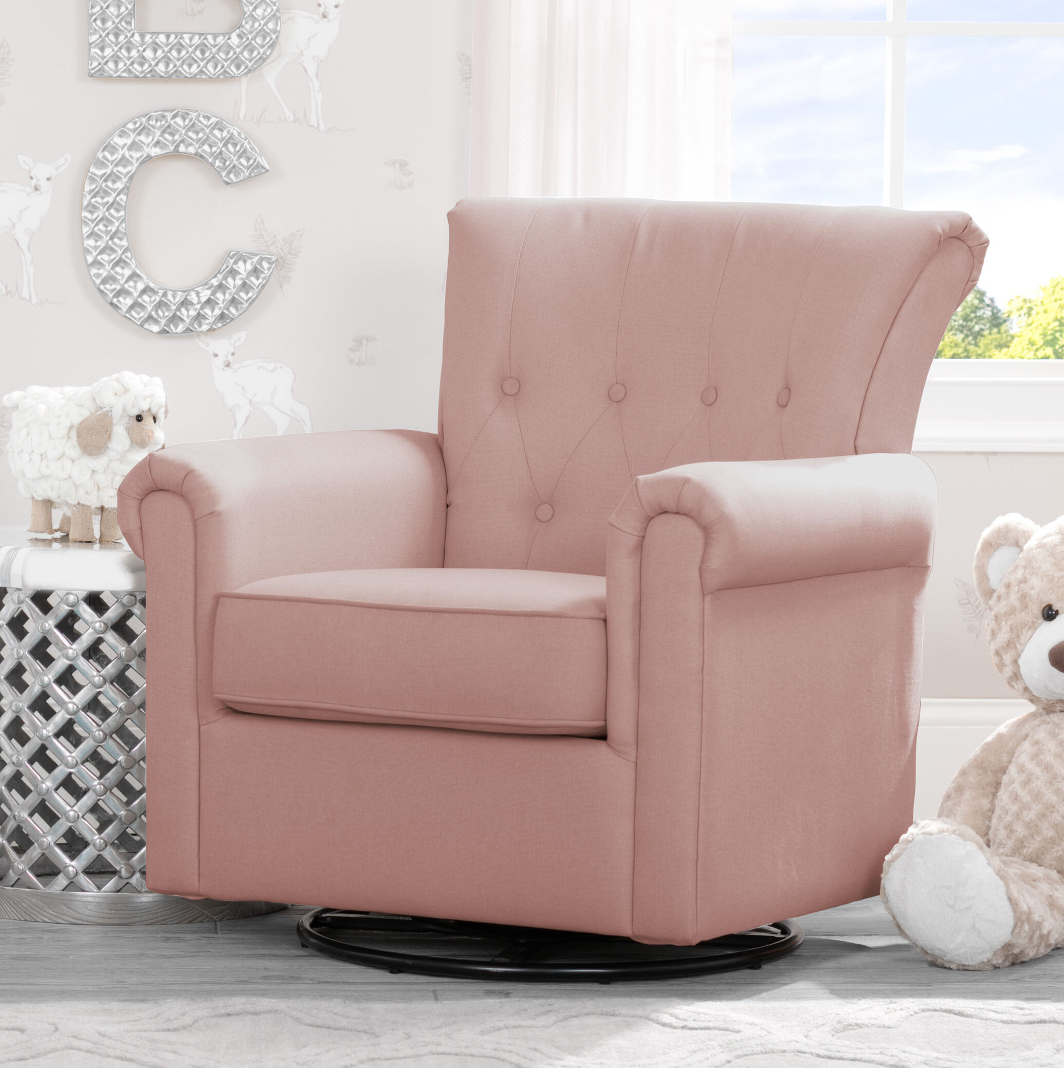 blush pink nursery chair