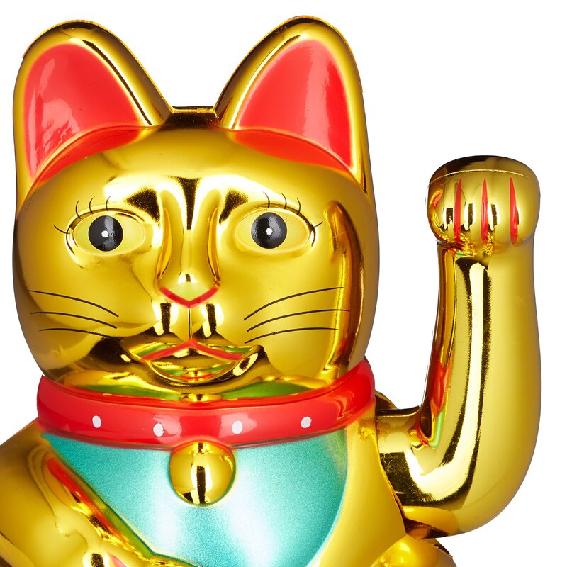 Waving cat. Maneki Neko icon. Chinese kat.