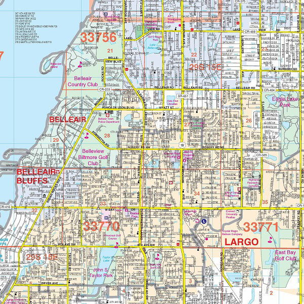 Universal Map Laminated Ra Pinellas County Fl Wall Map 72 X 54 Wayfair
